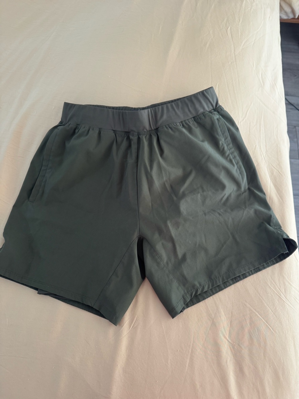 LSKD Men's Athletic Shorts — Olive Green Performance Fit